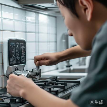 “热水器连接控制仪拧紧水管”