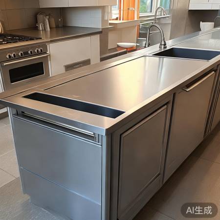 厨房巧布局，灶台消毒柜相邻。