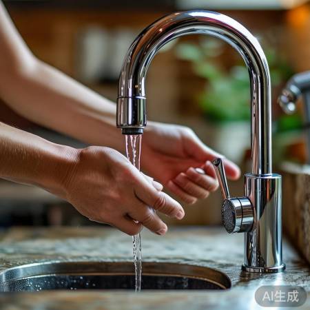 轻松操作水阀，旋转开关。