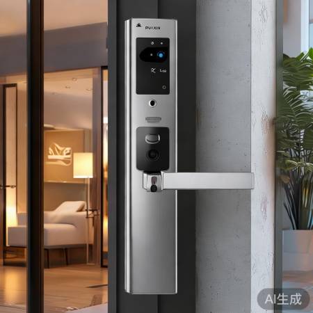 PUXIN指纹锁带门铃，访客即