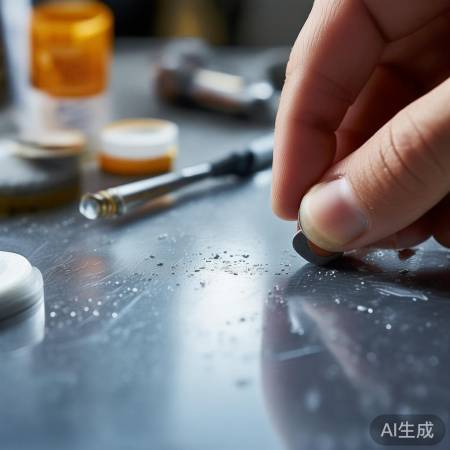 “划痕修复：打磨+胶水/胶带”