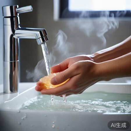 温水冲洗，勿烫伤肌肤