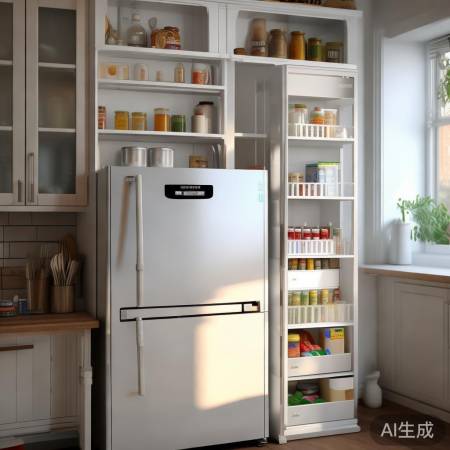 冰箱周边收纳整齐，阳台清爽如新