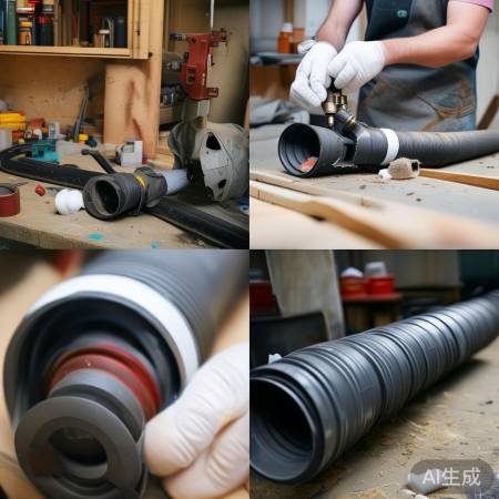 剪接排水管，缠紧防漏。