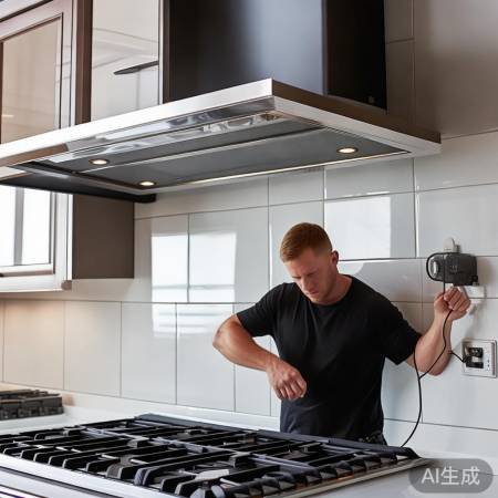 安装油烟机，垂直固定，电源检查