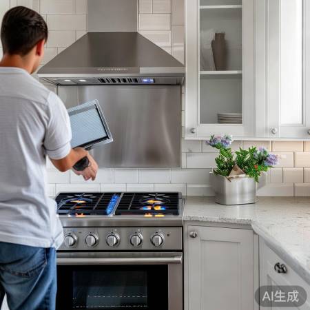 检查安装，点燃火焰，灶具组装完