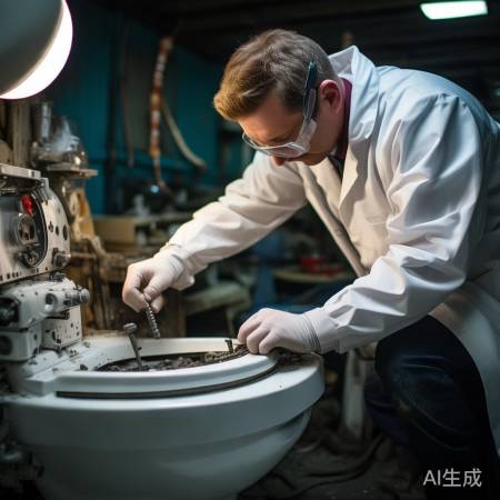 拆卸马桶外壳，螺丝刀拧下螺丝