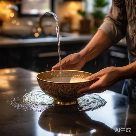 温和洗洁精洗描金碗，轻柔勿损金