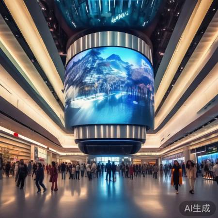 神秘巨幕藏商场，人潮中更显神秘