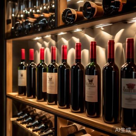 红酒柜上射灯，光影交织美瓶身