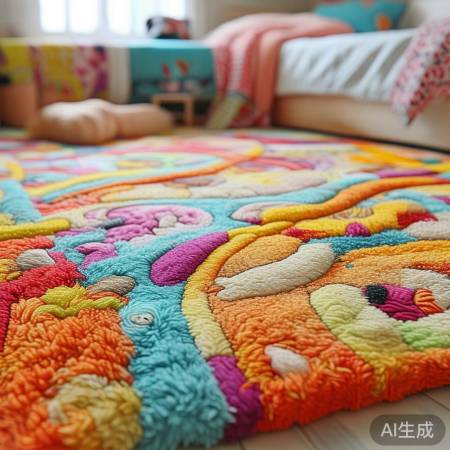 卡通卧室地毯，时尚柔软易清洗