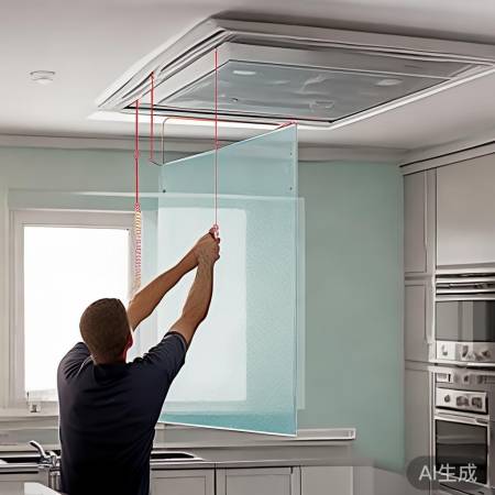 确定玻璃位置，排烟管穿墙顺畅